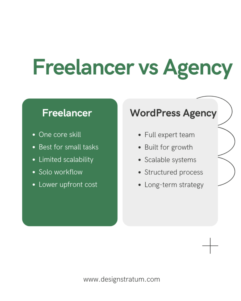 Difference Between Freelancer vs Custom wordpress development Agency